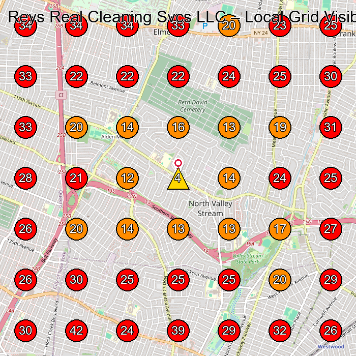Reys Real Cleaning Svcs LLC GeoGrid visibility map for House Cleaning Service in None